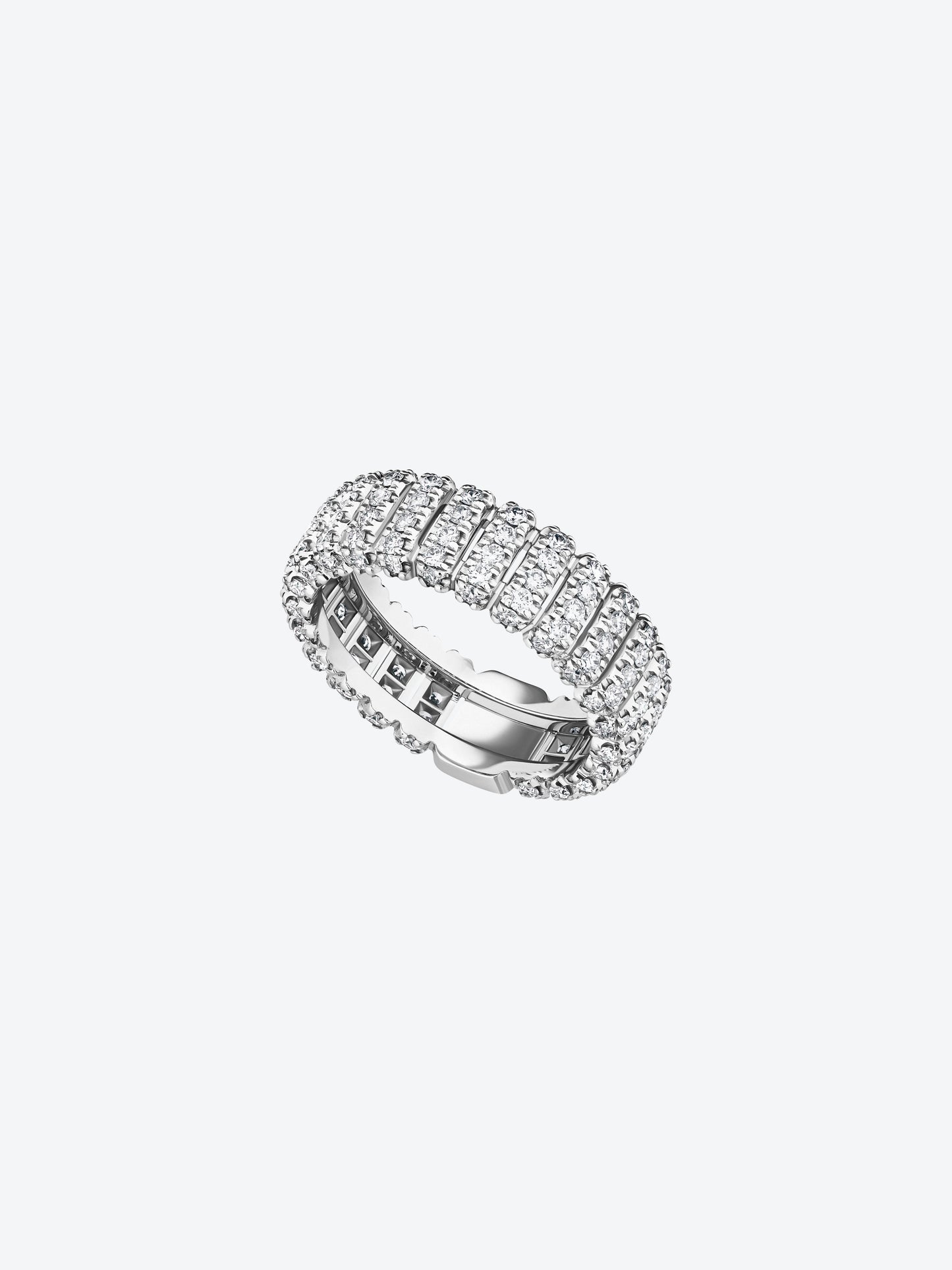 BAGUE 82 MOYEN MODÈLE OR BLANC ENTIÈREMENT SERTIE DIAMANTS