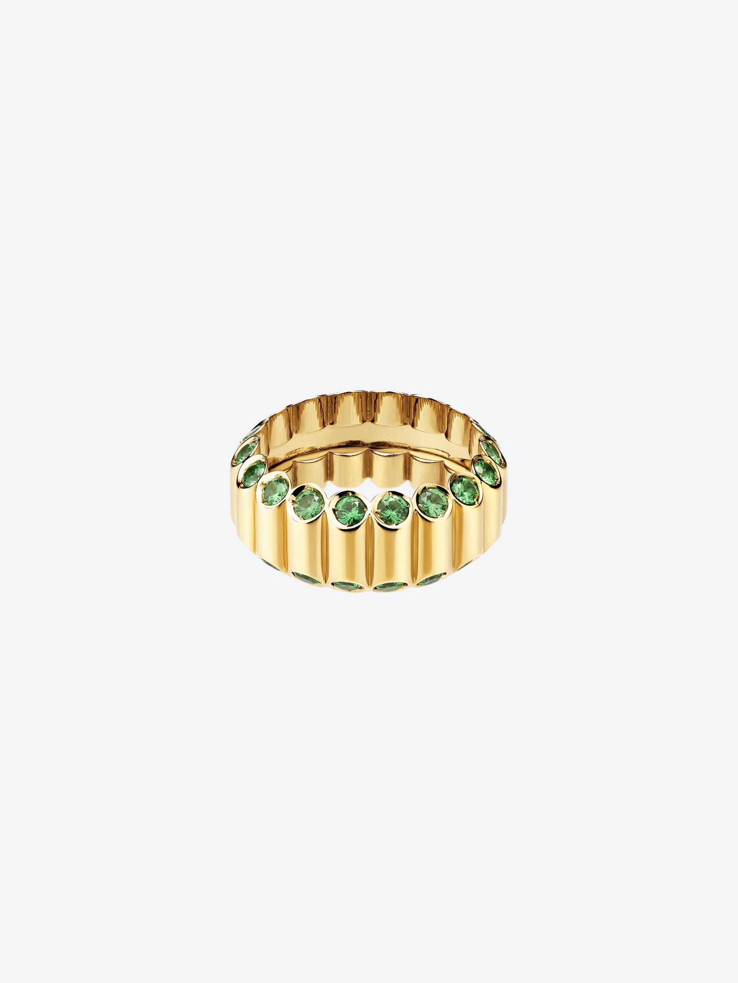 NEW 82M RING IN YELLOW GOLD AND TSAVORITES GARNETS