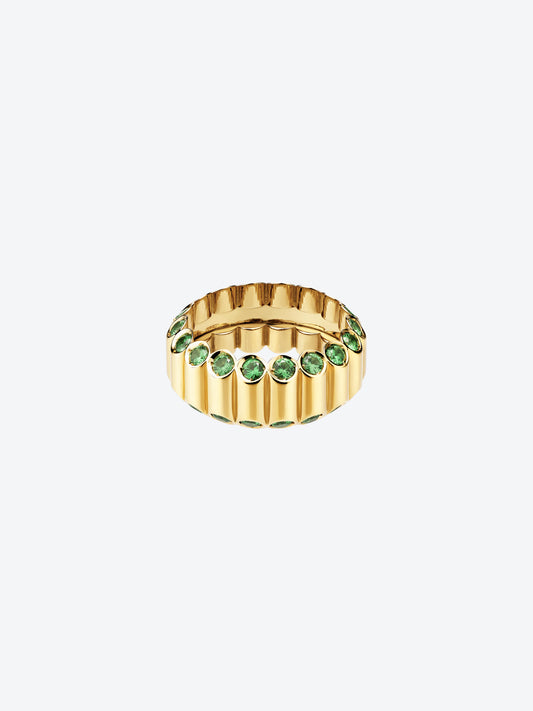 BAGUE NEW 82M EN OR JAUNE ET GRENATS TSAVORITES