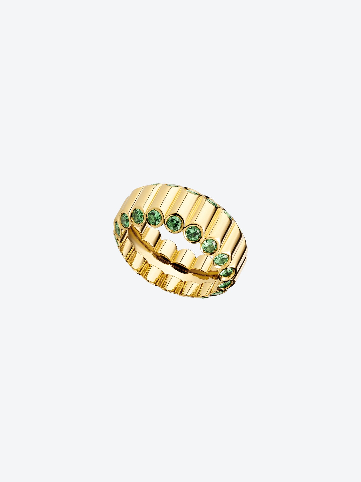 NEW 82M RING IN YELLOW GOLD AND TSAVORITES GARNETS