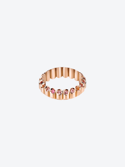 BAGUE NEW 82S EN OR ROSE, TOURMALINES ROSES ET SPESSARTITES