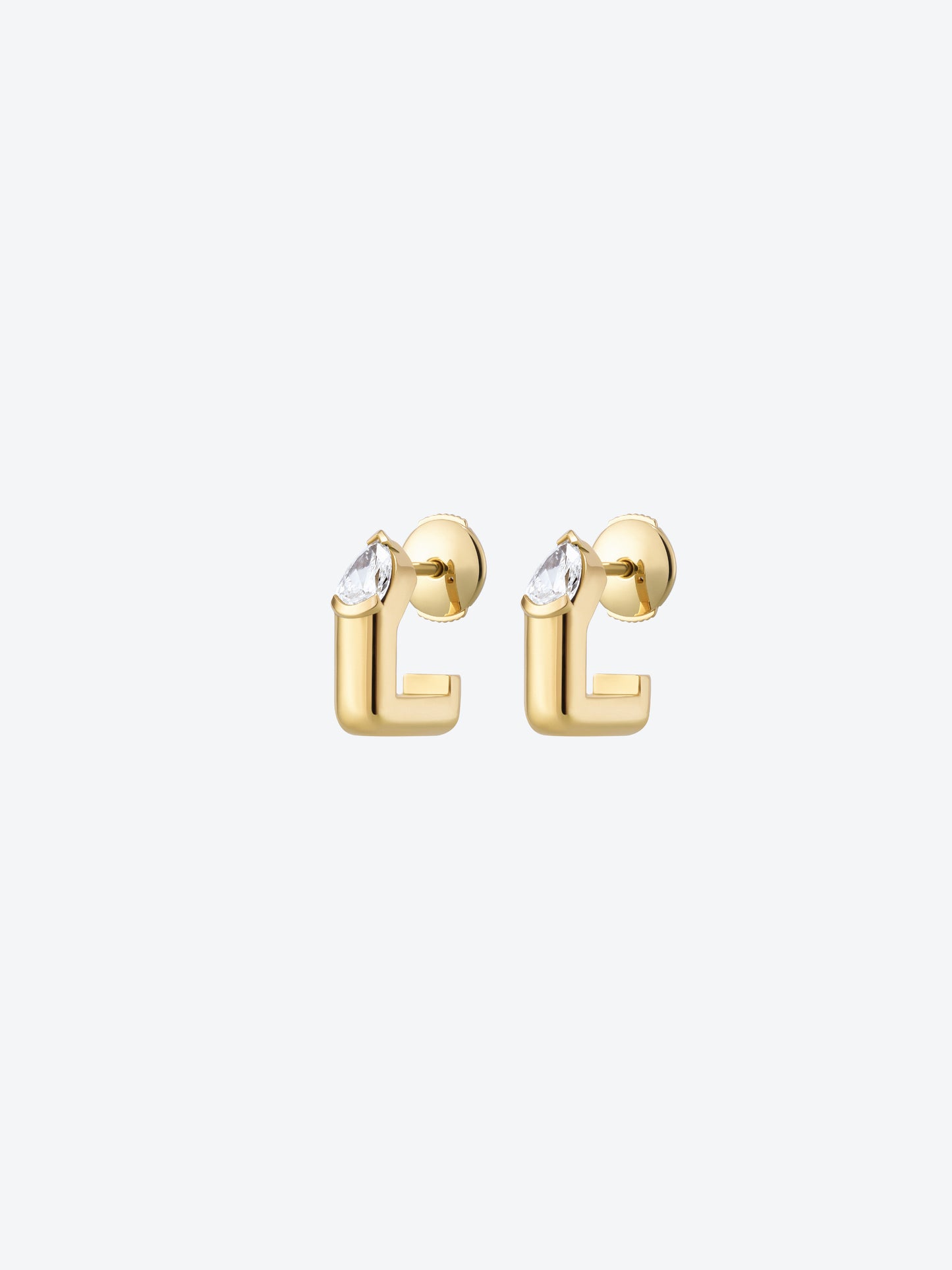 OG M EARRINGS - YELLOW GOLD AND DIAMONDS