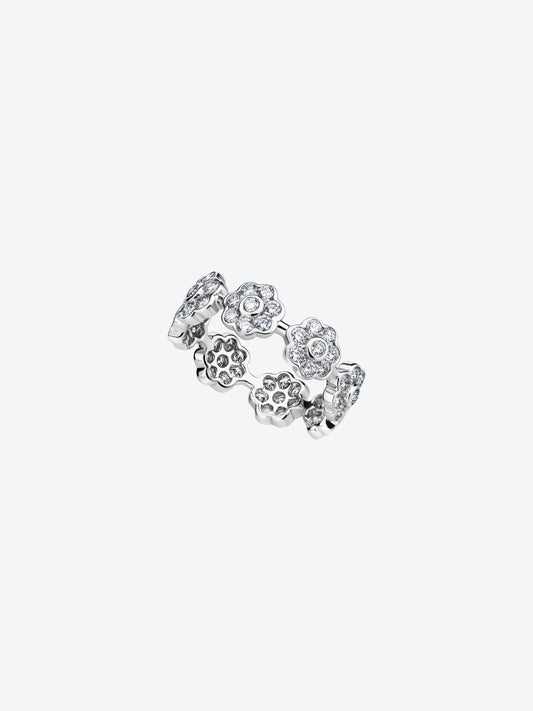 BAGUE DAISY S EN OR BLANC ET DIAMANTS