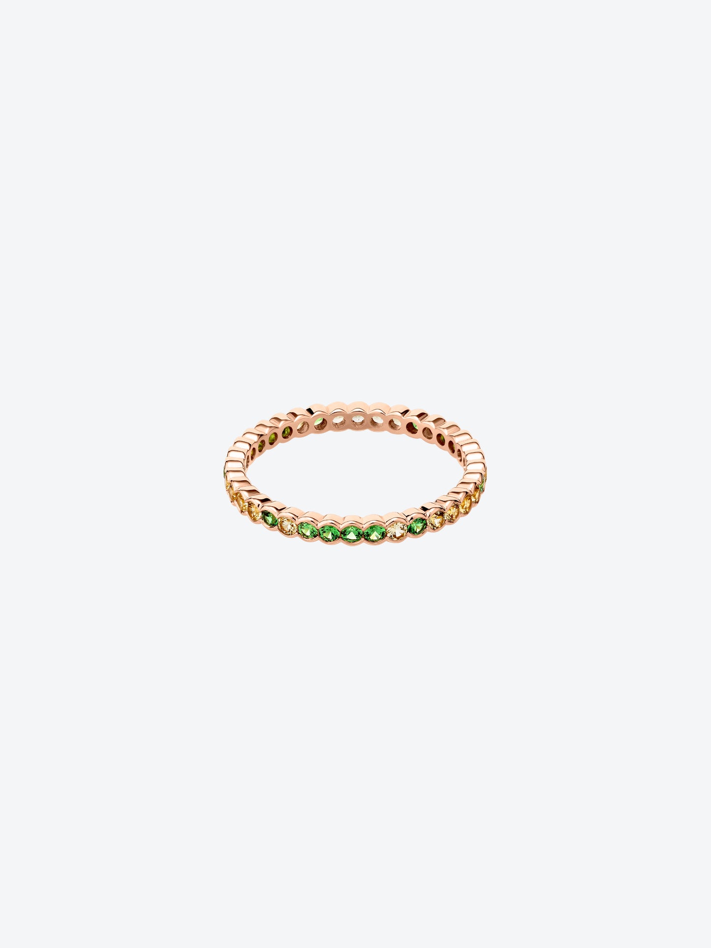 SCALLOPED RING IN ROSE GOLD, YELLOW SAPPHIRE AND TSAVORITE GARNETS