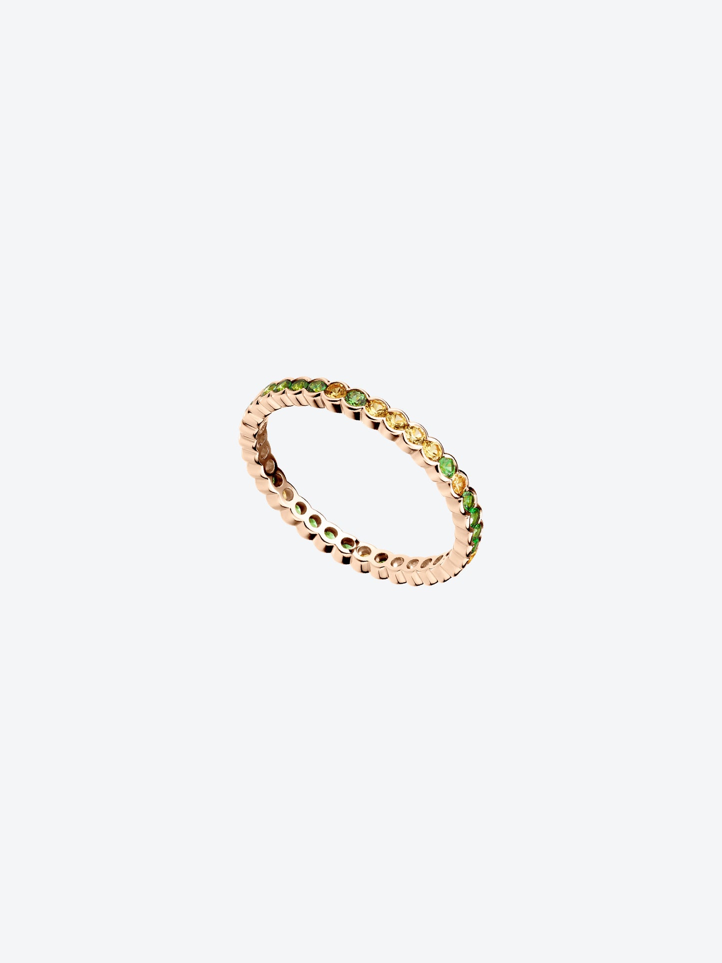 SCALLOPED RING IN ROSE GOLD, YELLOW SAPPHIRE AND TSAVORITE GARNETS