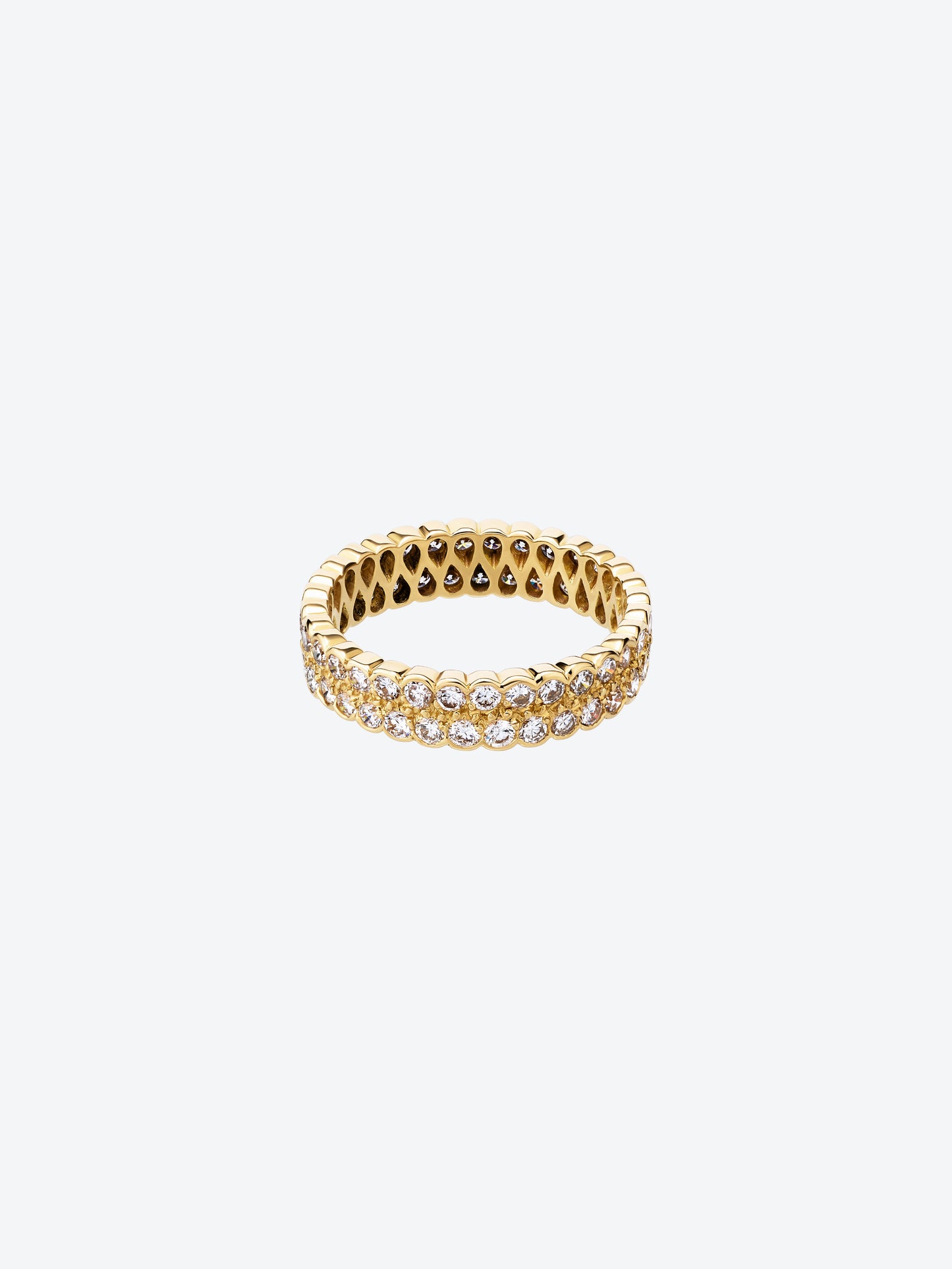 SCALLOPED YELLOW GOLD AND DIAMOND RING