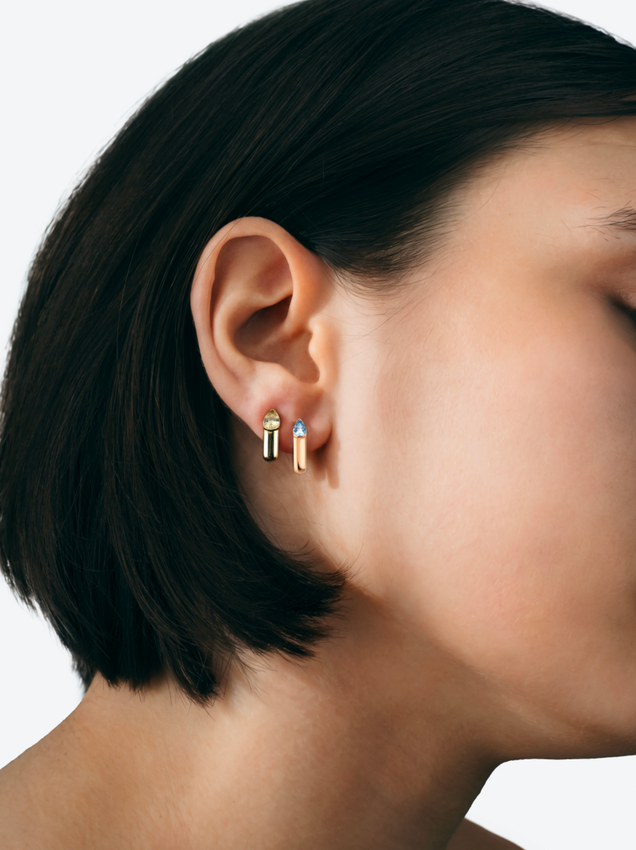BOUCLES D'OREILLES OG PETIT MODÈLE OR ROSE & AIGUES-MARINES