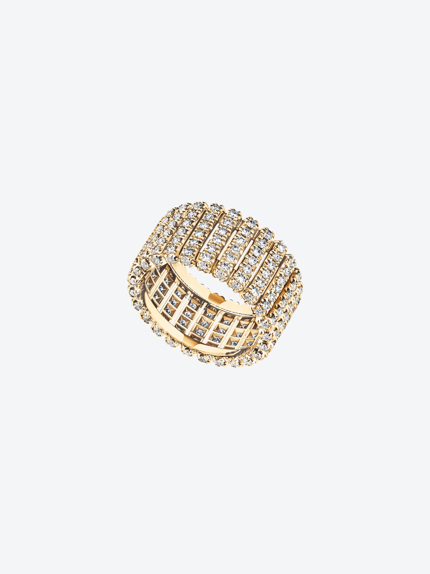 BAGUE 82 GRAND MODÈLE OR JAUNE ENTIÈREMENT SERTIE DIAMANTS