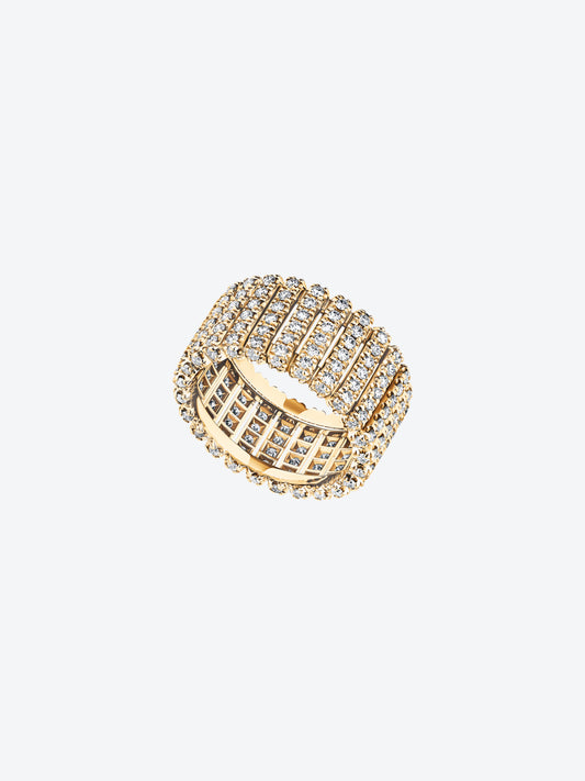 BAGUE 82 GRAND MODÈLE OR JAUNE ENTIÈREMENT SERTIE DIAMANTS