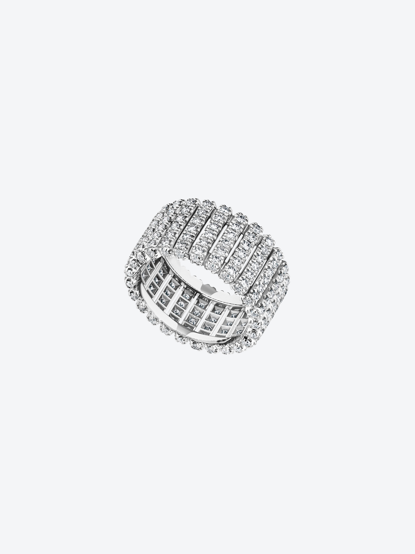 BAGUE 82 GRAND MODÈLE OR BLANC ENTIÈREMENT SERTIE DE DIAMANTS
