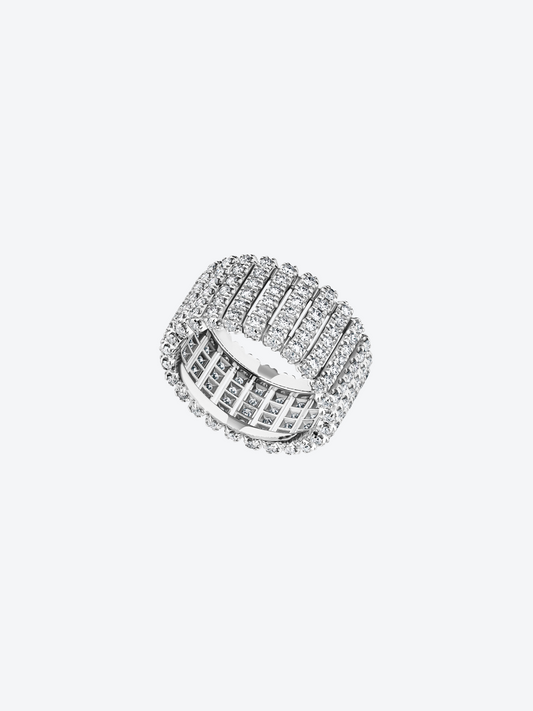 BAGUE 82 GRAND MODÈLE OR BLANC ENTIÈREMENT SERTIE DE DIAMANTS