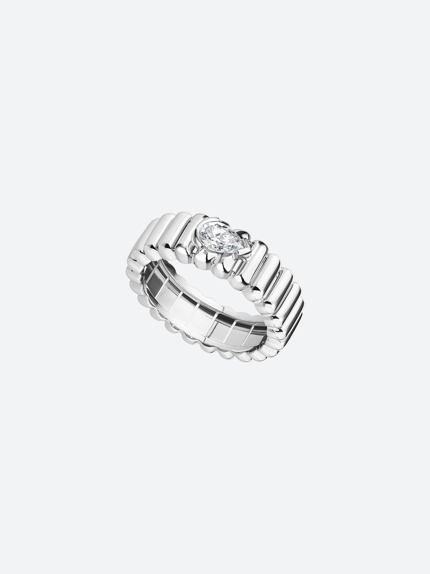 BAGUE 82 S OR BLANC DIAMANT POIRE