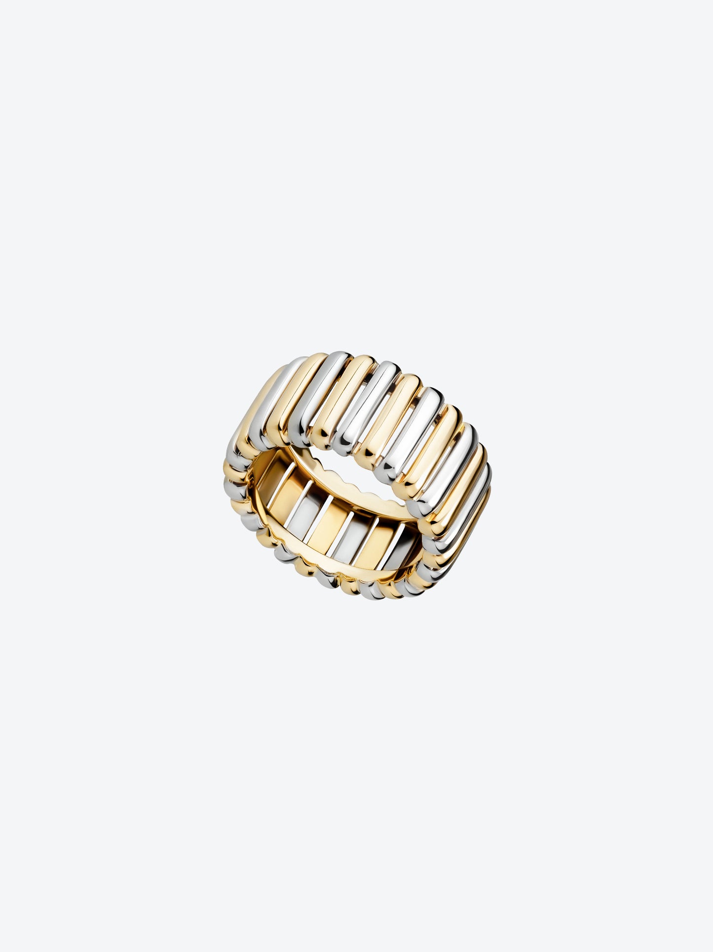 82 BI-COLOR RING IN YELLOW GOLD AND PALLADIUM-PLATED GRAY GOLD