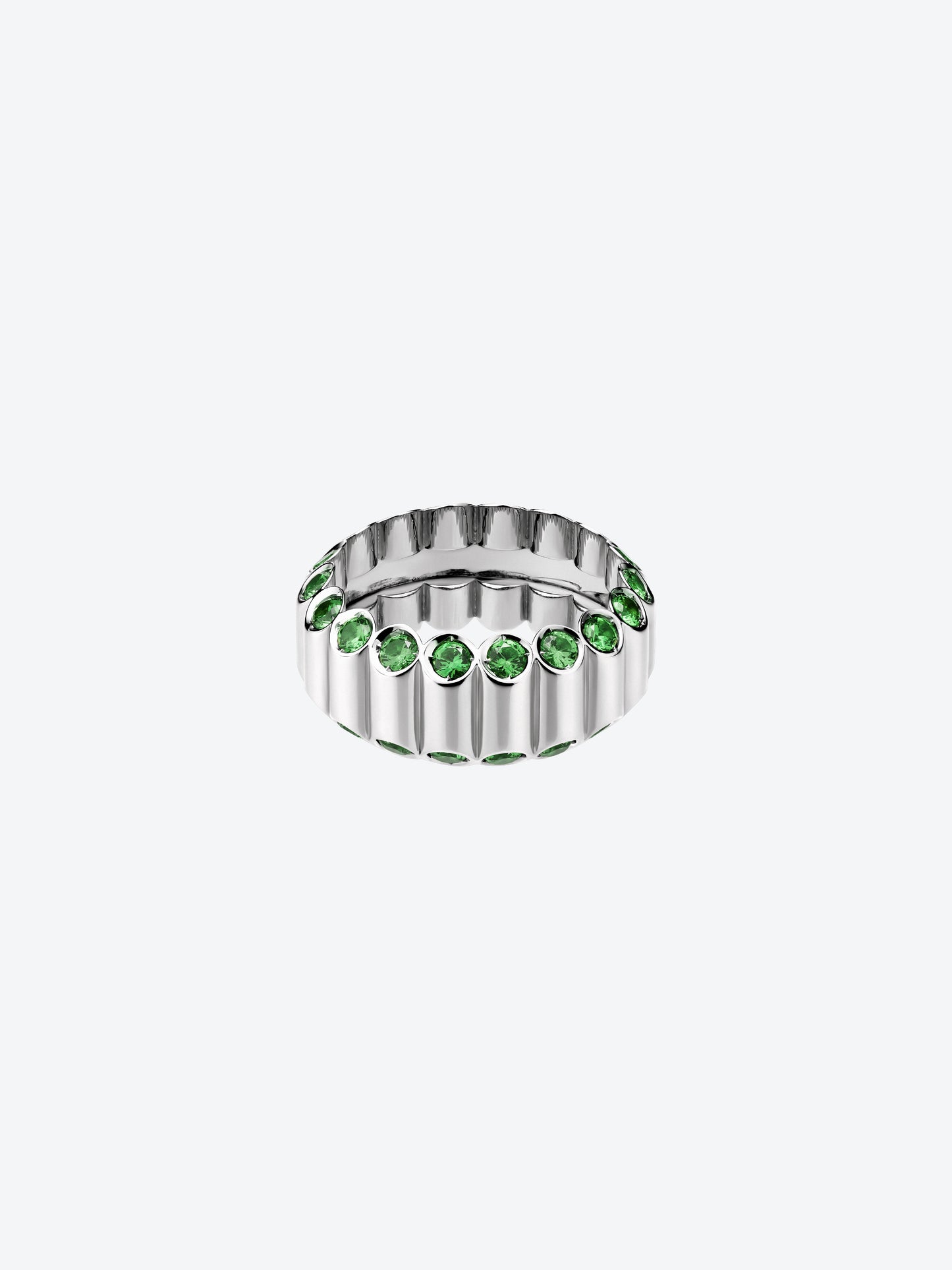 NEW 82M RING IN PALLADIUM-PLATED WHITE GOLD AND TSAVORITE GARNETS