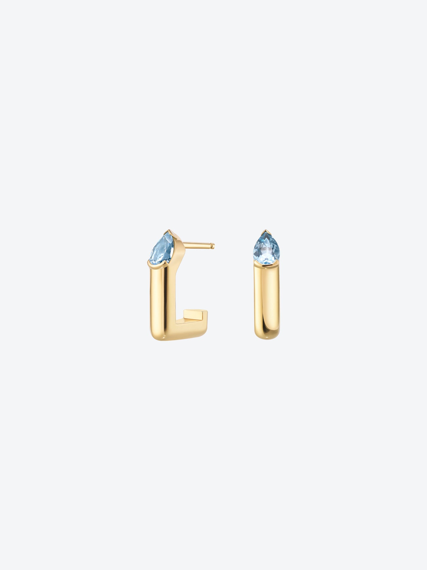 OG L EARRINGS - YELLOW GOLD AND AQUAMARINE