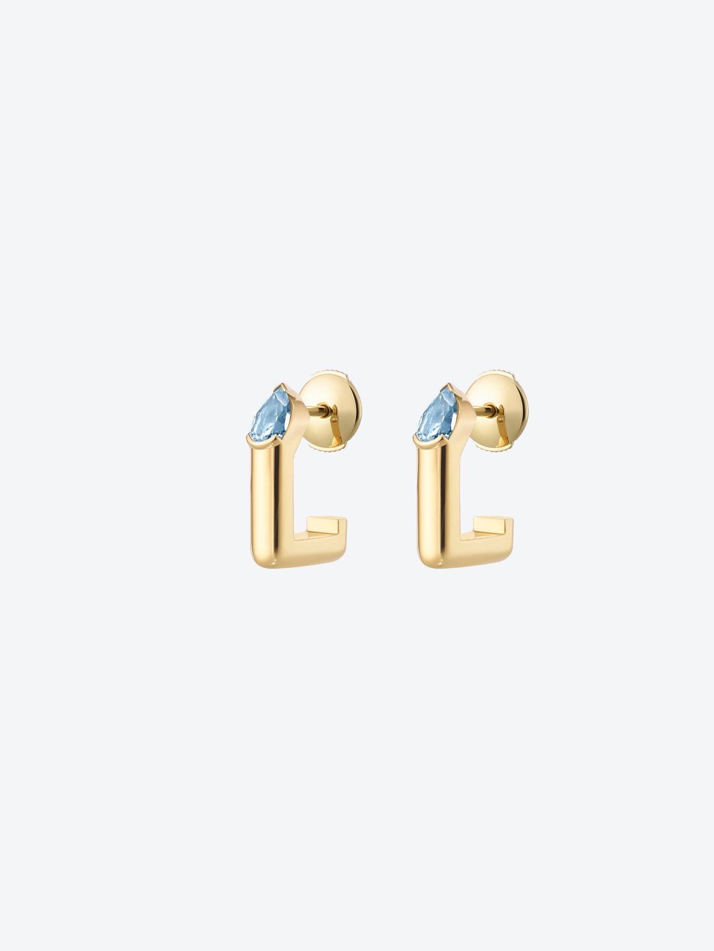 OG L EARRINGS - YELLOW GOLD AND AQUAMARINE