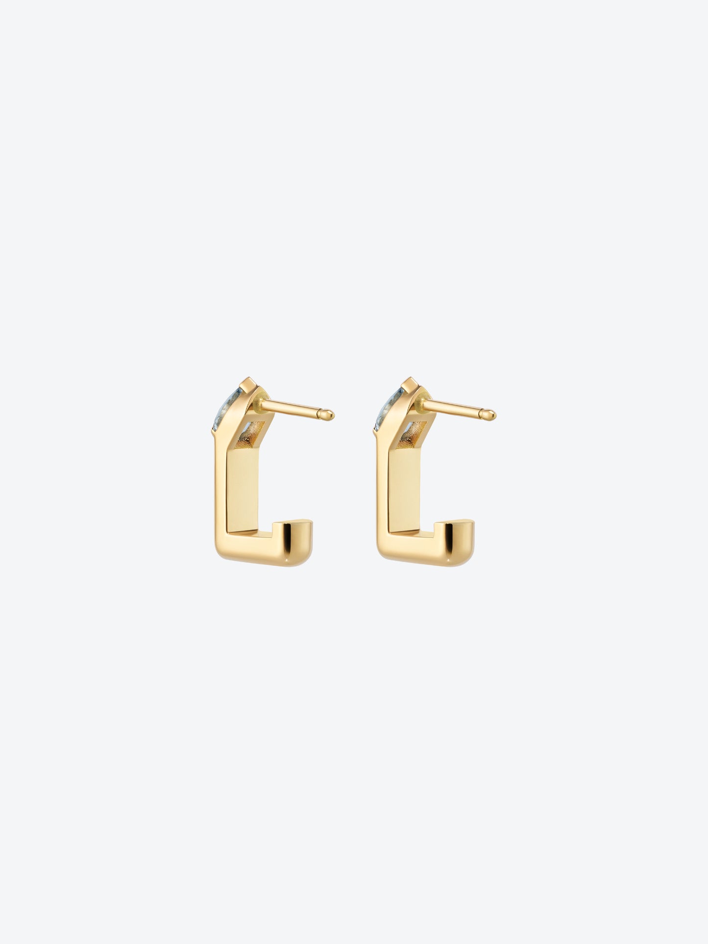 OG L EARRINGS - YELLOW GOLD AND AQUAMARINE