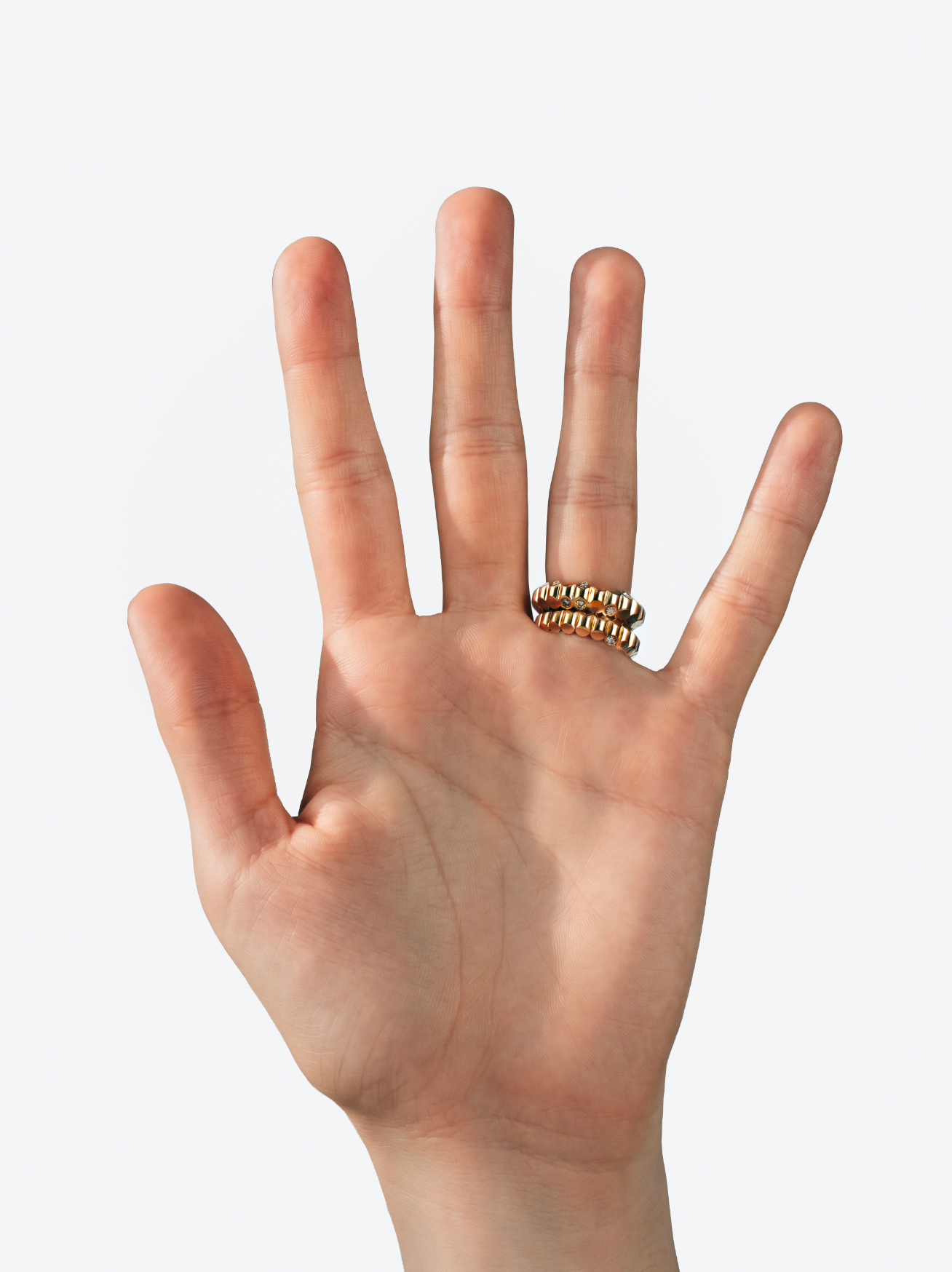 NEW 82 MOYEN MODÈLE RING IN YELLOW GOLD AND 6 DIAMONDS