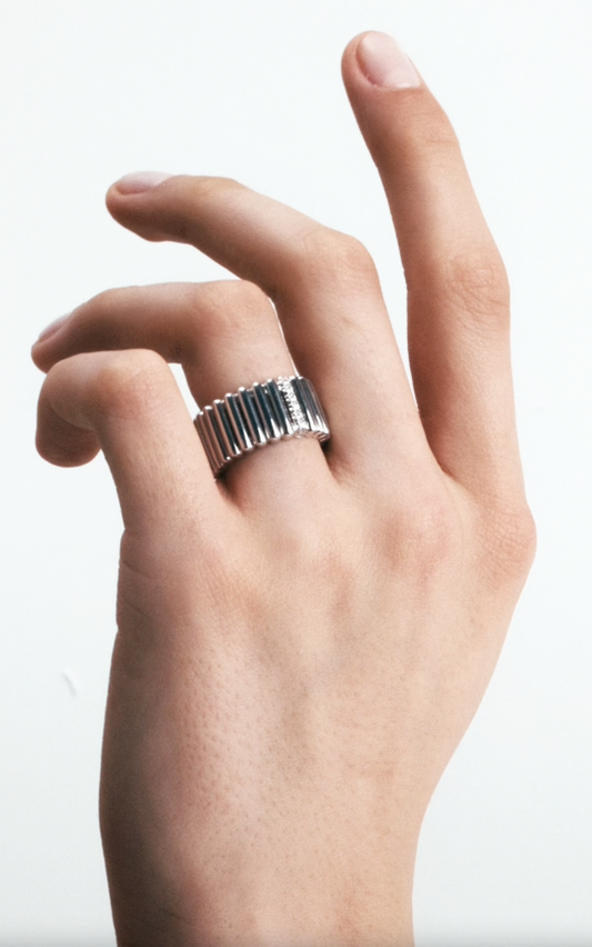 82 GRAND MODÈLE RING WHITE GOLD AND 8 DIAMONDS