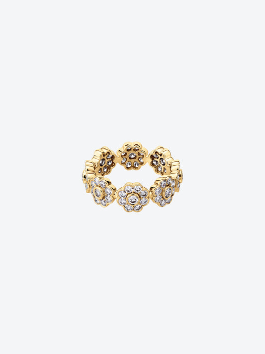 DAISY L RING IN YELLOW GOLD AND DIAMONDS