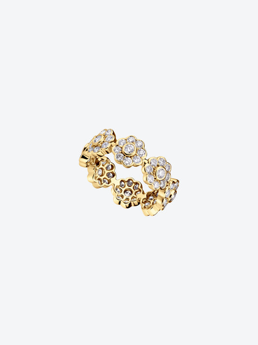 DAISY L RING IN YELLOW GOLD AND DIAMONDS