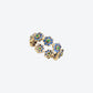 BAGUE DAISY S EN OR JAUNE, GRENATS TSAVORITES ET SAPHIRS BLEUS