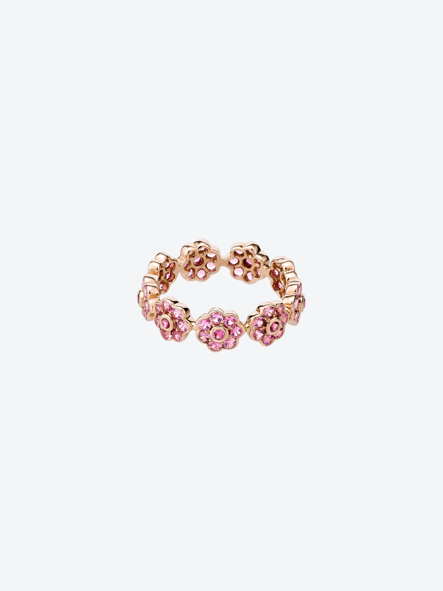 PINK GOLD AND PINK SPINEL MINI DAISY RING 