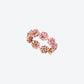 BAGUE DAISY S EN OR ROSE ET SPINELLES ROSES 