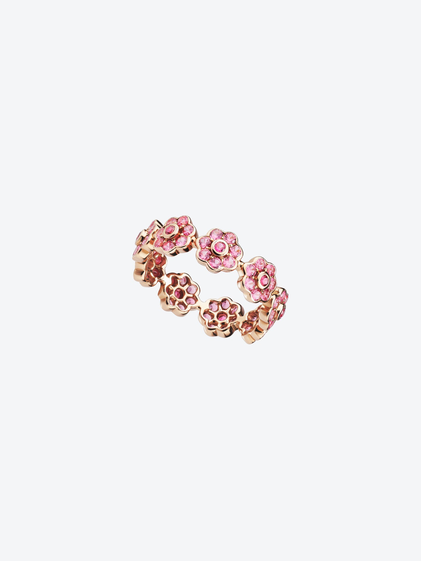 PINK GOLD AND PINK SPINEL MINI DAISY RING 