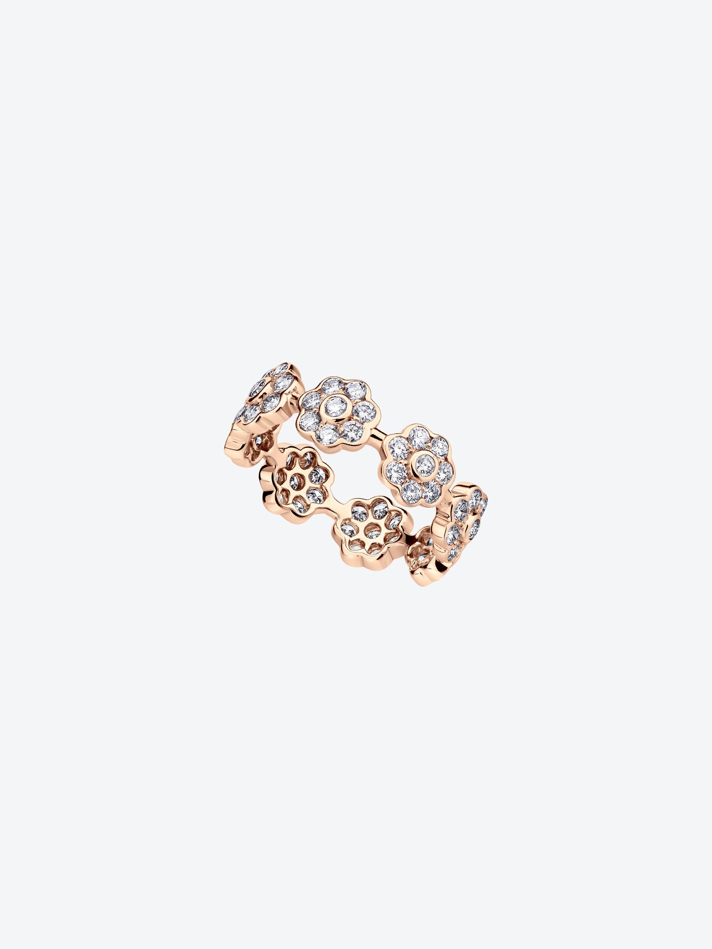 BAGUE DAISY S EN OR ROSE ET DIAMANTS