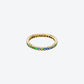 SCALLOPED RING IN YELLOW GOLD, BLUE SAPPHIRE AND TSAVORITE GARNETS