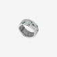 ALLIANCE FESTONNEE 5 RANGS EN OR BLANC, DIAMANTS, SPINELLES NOIRES ET GRENATS TSAVORITES