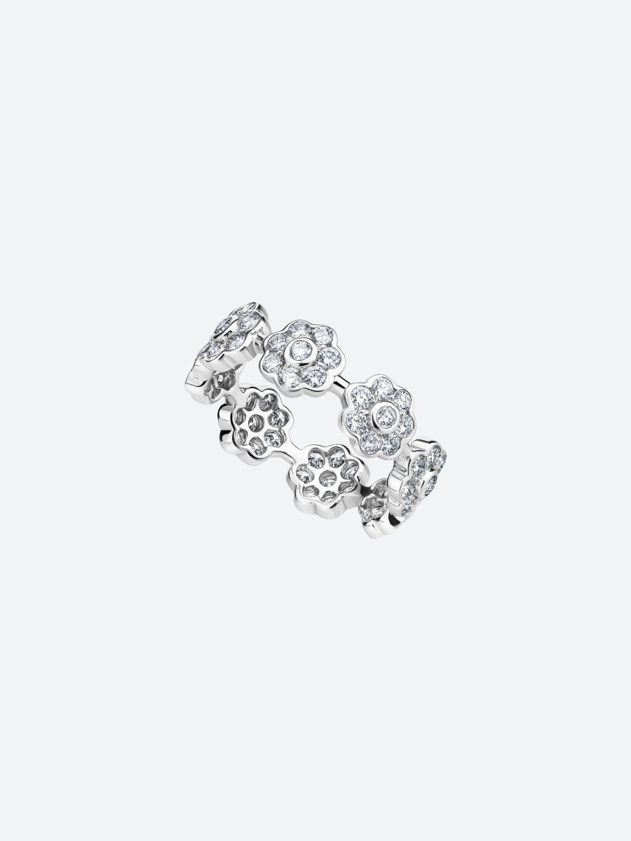 BAGUE DAISY S EN OR BLANC ET DIAMANTS - Copin