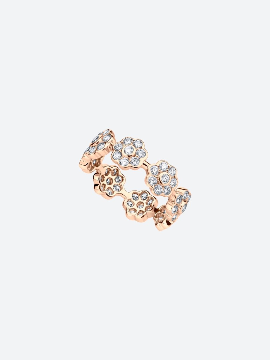 BAGUE DAISY S EN OR ROSE ET DIAMANTS - Copin