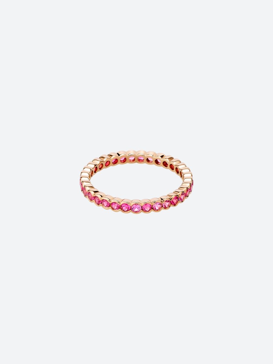 BAGUE FESTONNEE EN OR ROSE ET SPINELLES ROSES - Copin