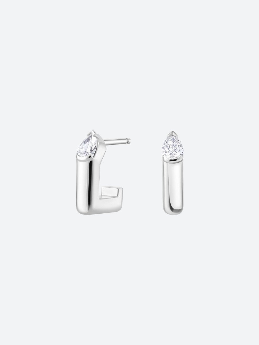 BOUCLES D'OREILLES OG S - OR BLANC ET DIAMANTS - Copin